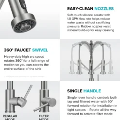 2-in-1 Commercial Style Pull Down Single Handle Water Filter Kitchen Faucet for Reverse Osmosis or Water Filtration System in Matte Black