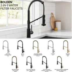 2-in-1 Commercial Style Pull Down Single Handle Water Filter Kitchen Faucet for Reverse Osmosis or Water Filtration System in Matte Black