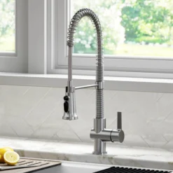 2-in-1 Commercial Style Pull Down Single Handle Water Filter Faucet for Reverse Osmosis or Water Filtration System in Spot Free Stainless Steel