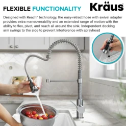 2-in-1 Commercial Style Pull Down Single Handle Water Filter Faucet for Reverse Osmosis or Water Filtration System in Spot Free Stainless Steel