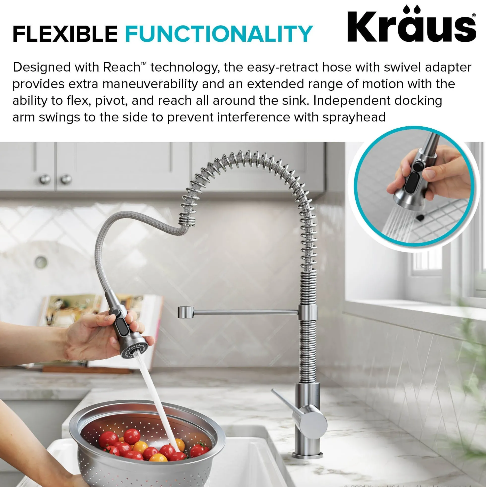 2-in-1 Commercial Style Pull Down Single Handle Water Filter Faucet for Reverse Osmosis or Water Filtration System in Spot Free Stainless Steel