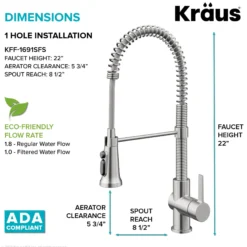 2-in-1 Commercial Style Pull Down Single Handle Water Filter Faucet for Reverse Osmosis or Water Filtration System in Spot Free Stainless Steel