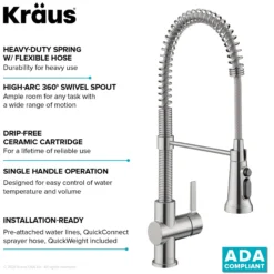 2-in-1 Commercial Style Pull Down Single Handle Water Filter Faucet for Reverse Osmosis or Water Filtration System in Spot Free Stainless Steel