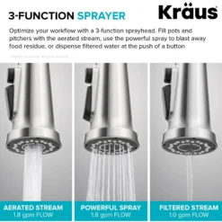 2-in-1 Commercial Style Pull Down Single Handle Water Filter Faucet for Reverse Osmosis or Water Filtration System in Spot Free Stainless Steel