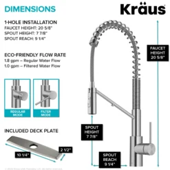 2-in-1 Commercial Style Pull-Down Single Handle Water Filter Kitchen Faucet for Reverse Osmosis or Water Filtration System in Spot-Free Stainless Steel