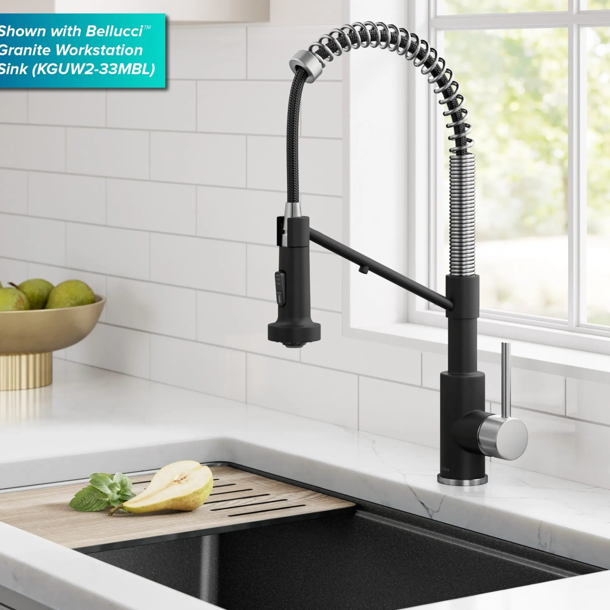 2-in-1 Commercial Style Pull Down Single Handle Water Filter Kitchen Faucet for Reverse Osmosis or Water Filtration System in Spot-Free Stainless Steel / Matte Black