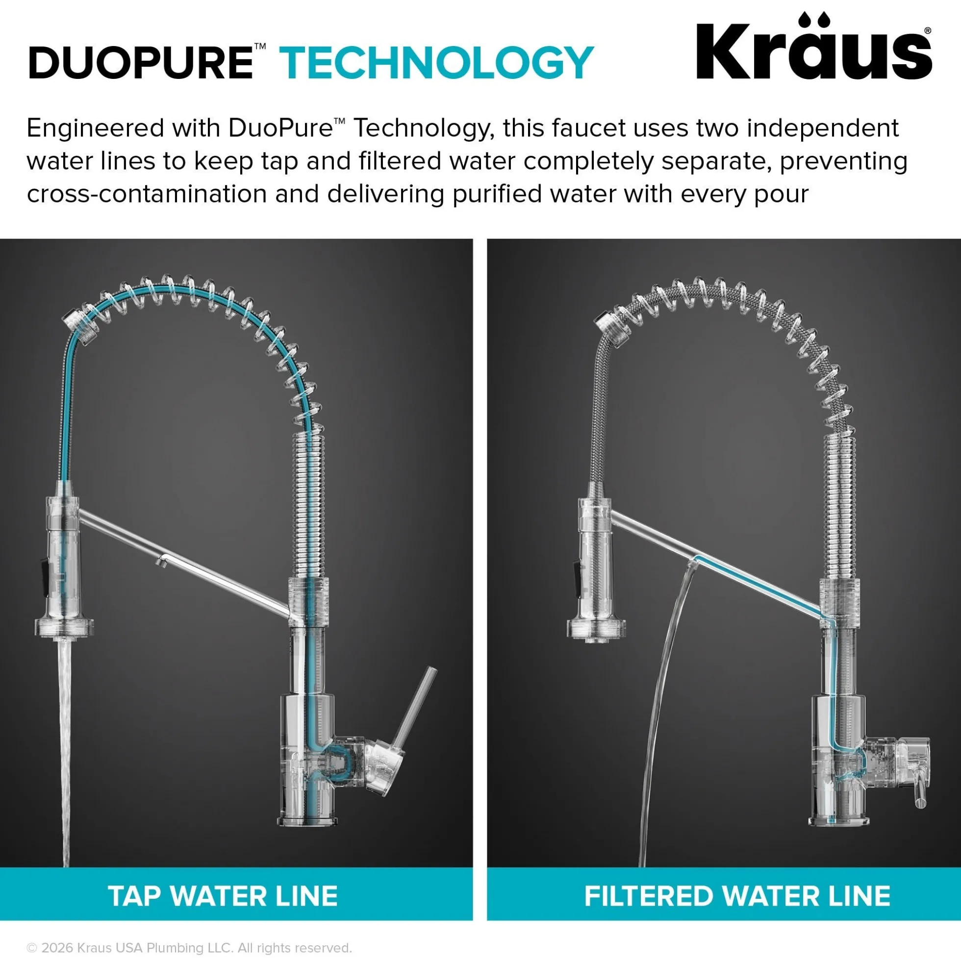 2-in-1 Commercial Style Pull Down Single Handle Water Filter Kitchen Faucet for Reverse Osmosis or Water Filtration System in Spot-Free Stainless Steel / Matte Black