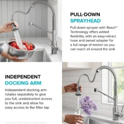 2-in-1 Commercial Style Pull Down Single Handle Water Filter Kitchen Faucet for Reverse Osmosis or Water Filtration System in Spot-Free Stainless Steel