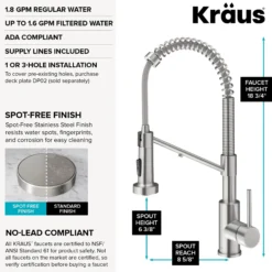 2-in-1 Commercial Style Pull Down Single Handle Water Filter Kitchen Faucet for Reverse Osmosis or Water Filtration System in Spot-Free Stainless Steel