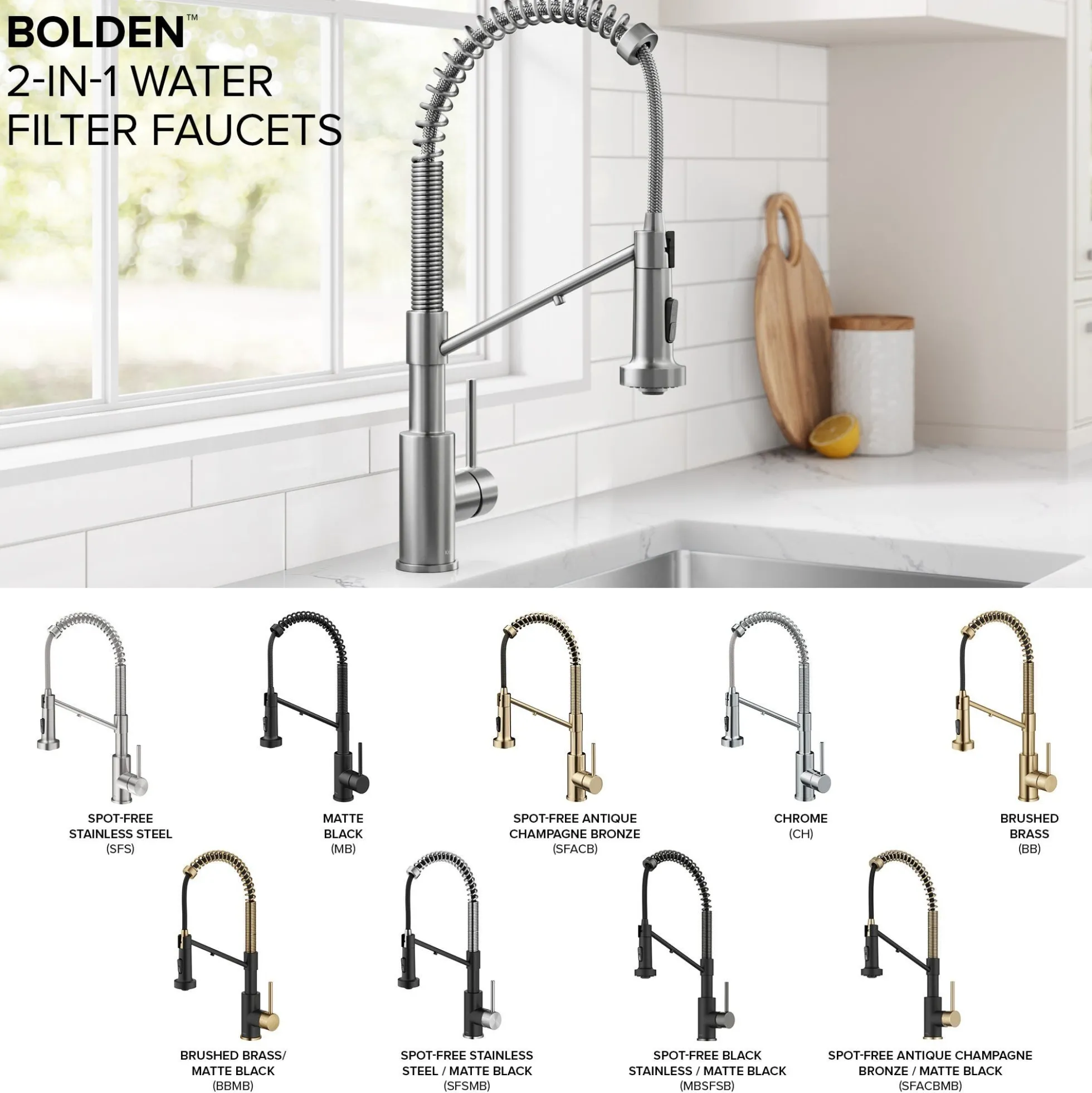 2-in-1 Commercial Style Pull Down Single Handle Water Filter Kitchen Faucet for Reverse Osmosis or Water Filtration System in Spot-Free Stainless Steel
