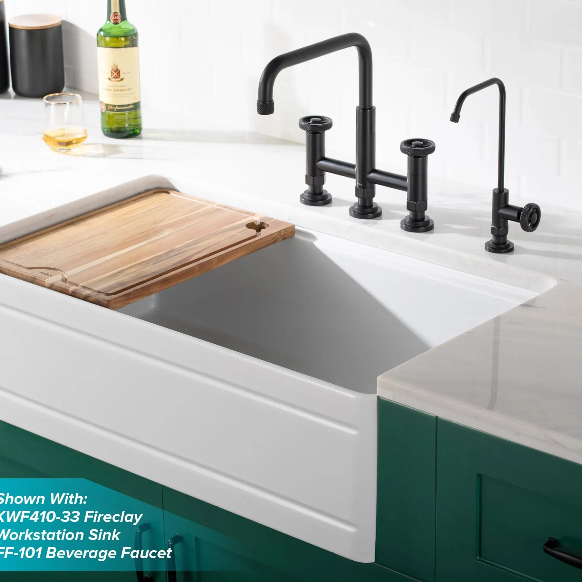 Industrial Bridge Kitchen Faucet with Side Sprayer in Matte Black