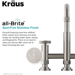 Industrial Bridge Kitchen Faucet with Side Sprayer in Spot Free Stainless Steel
