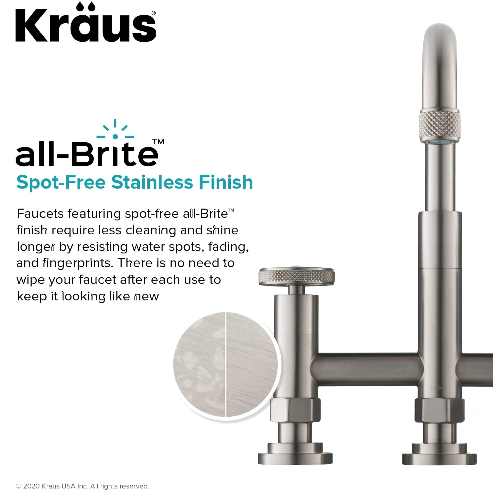 Industrial Bridge Kitchen Faucet with Side Sprayer in Spot Free Stainless Steel