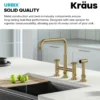 Industrial Bridge Kitchen Faucet and Water Filter Faucet Combo in Brushed Gold