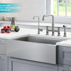 Industrial Bridge Kitchen Faucet and Water Filter Faucet Combo in Spot Free Stainless Steel