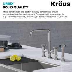 Industrial Bridge Kitchen Faucet and Water Filter Faucet Combo in Spot Free Stainless Steel