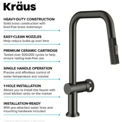 Industrial Pull-Down Single Handle Kitchen Faucet in Black Stainless Steel