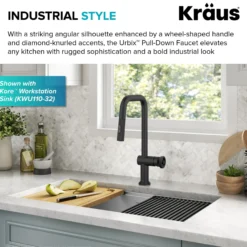 Industrial Pull-Down Single Handle Kitchen Faucet in Matte Black