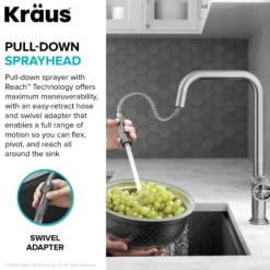 Industrial Pull-Down Single Handle Kitchen Faucet in Matte Black