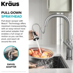 Industrial Pull-Down Single Handle Kitchen Faucet in Matte Black
