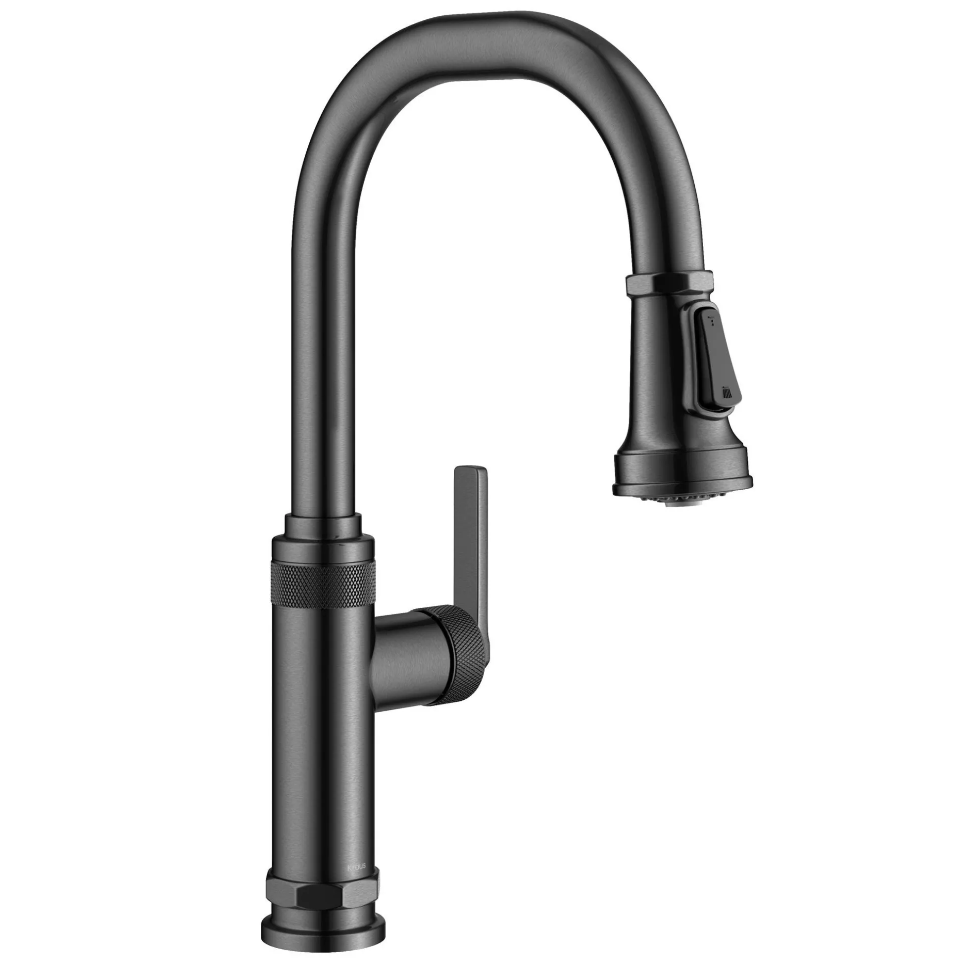 Industrial Pull-Down Single Handle Kitchen Faucet in Spot-Free Black Stainless Steel