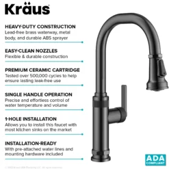 Industrial Pull-Down Single Handle Kitchen Faucet in Spot-Free Black Stainless Steel