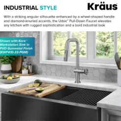 Industrial Pull-Down Single Handle Kitchen Faucet in Spot-Free Stainless Steel