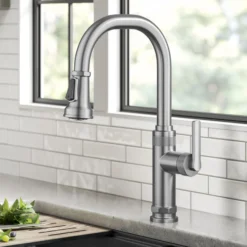 Industrial Pull-Down Single Handle Kitchen Faucet in Spot-Free Stainless Steel