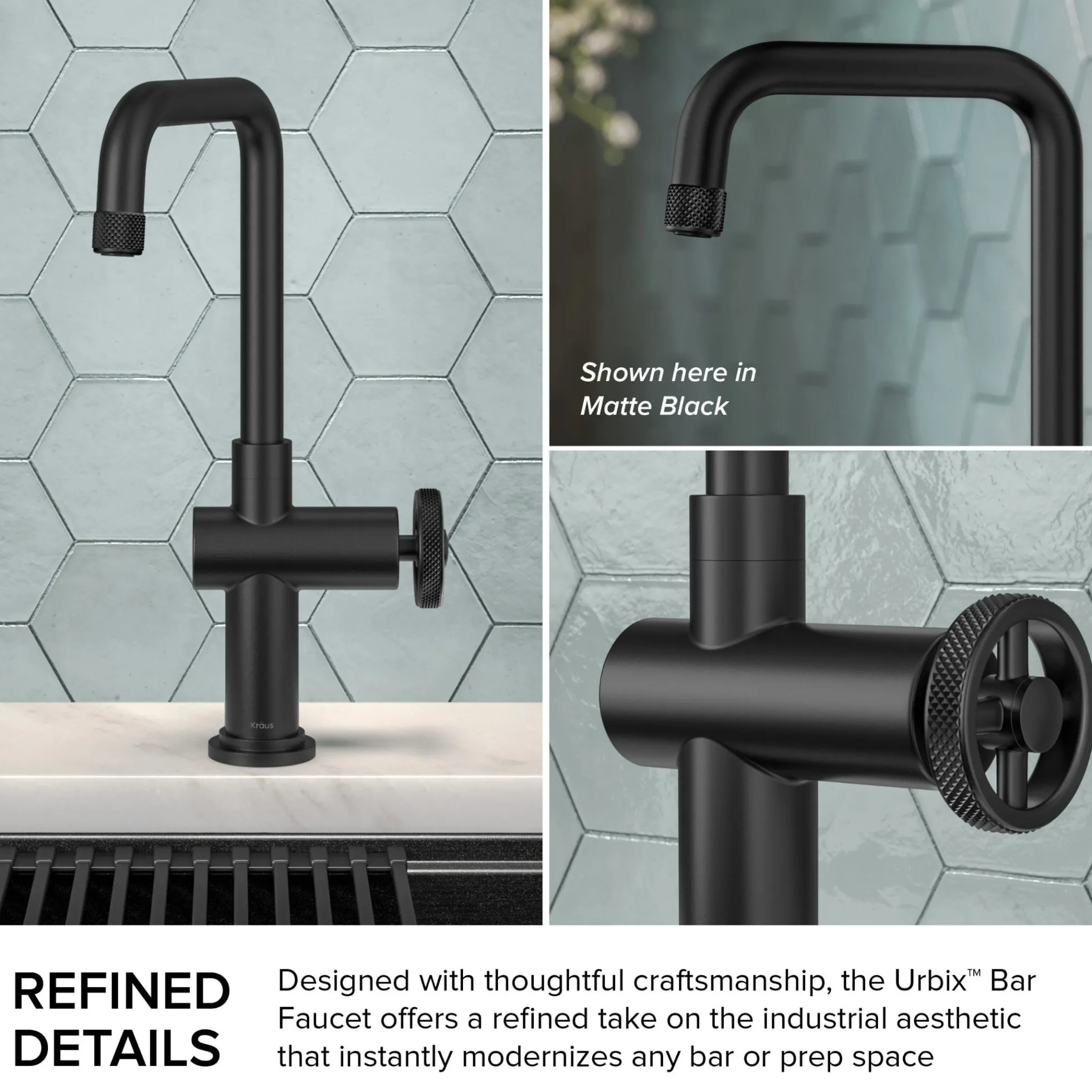 Industrial Single Handle Kitchen Bar Faucet in Brushed Gold