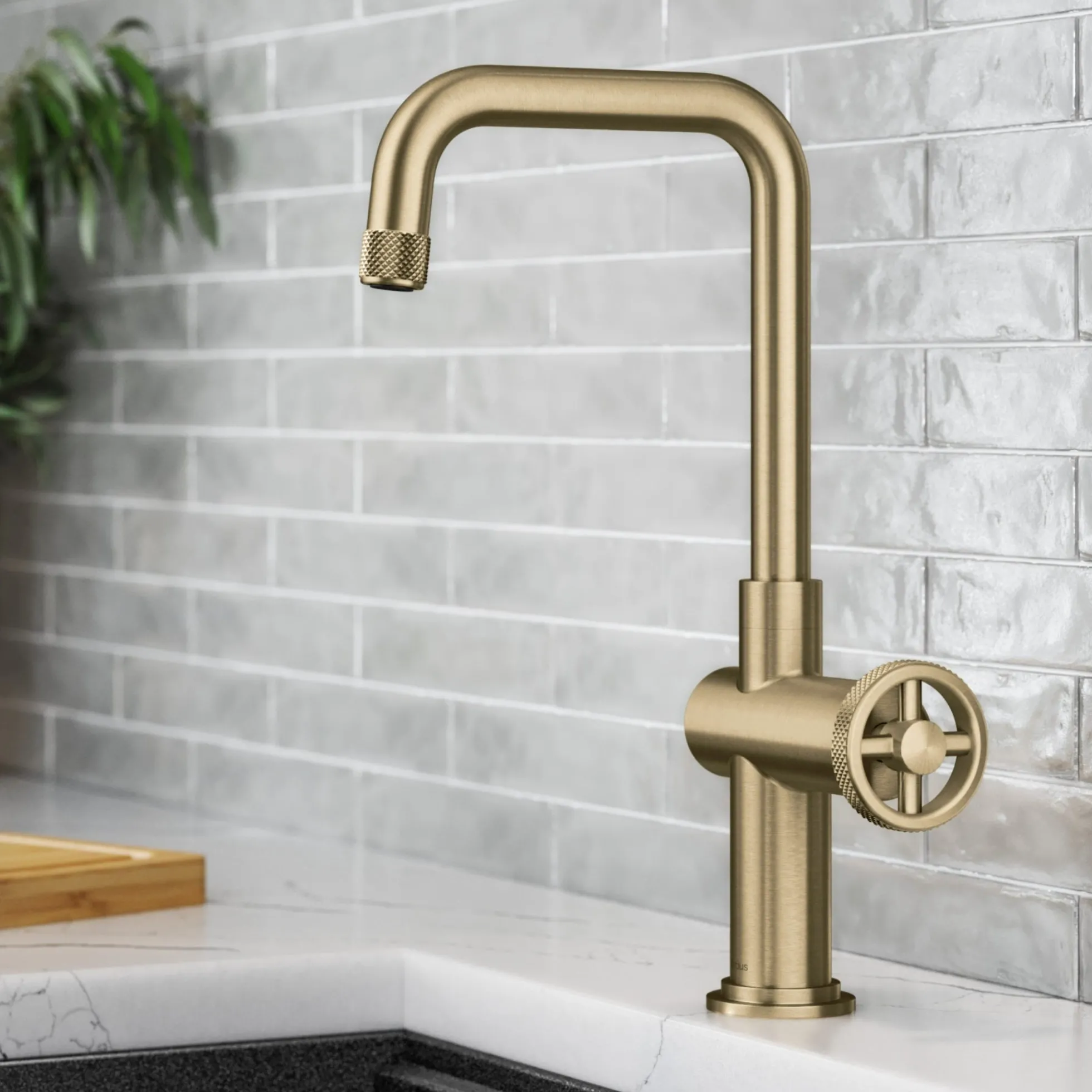 Industrial Single Handle Kitchen Bar Faucet in Brushed Gold