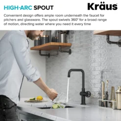 Industrial Single Handle Kitchen Bar Faucet in Faucet in Matte Black
