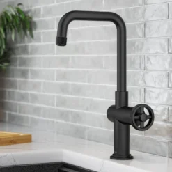 Industrial Single Handle Kitchen Bar Faucet in Faucet in Matte Black