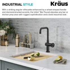 Industrial Single Handle Kitchen Bar Faucet in Faucet in Matte Black
