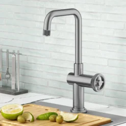 Industrial Single Handle Kitchen Bar Faucet in Spot-Free Stainless Steel