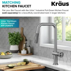 Industrial Single Handle Kitchen Bar Faucet in Spot-Free Stainless Steel