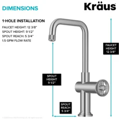 Industrial Single Handle Kitchen Bar Faucet in Spot-Free Stainless Steel