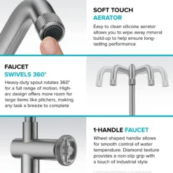 Industrial Single Handle Kitchen Bar Faucet in Spot-Free Stainless Steel