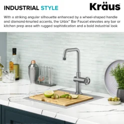 Industrial Single Handle Kitchen Bar Faucet in Spot-Free Stainless Steel