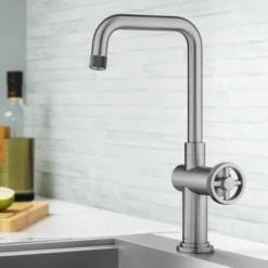 Industrial Single Handle Kitchen Bar Faucet in Spot-Free Stainless Steel