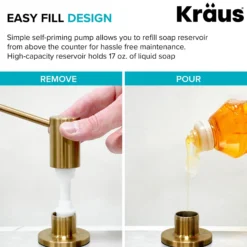 Kitchen Soap and Lotion Dispenser in Brushed Gold