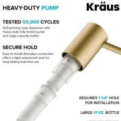 Kitchen Soap and Lotion Dispenser in Brushed Gold