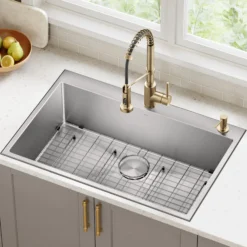 Kitchen Soap and Lotion Dispenser in Spot-Free Brushed Brass