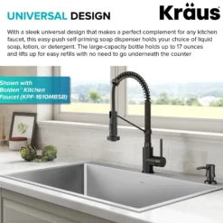 Kitchen Soap and Lotion Dispenser in Spot-Free Black Stainless Steel