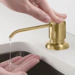 Kitchen Soap and Lotion Dispenser in Brushed Brass