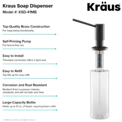 Kitchen Soap and Lotion Dispenser in Matte Black