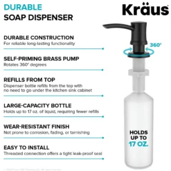 Kitchen Soap and Lotion Dispenser in Matte Black