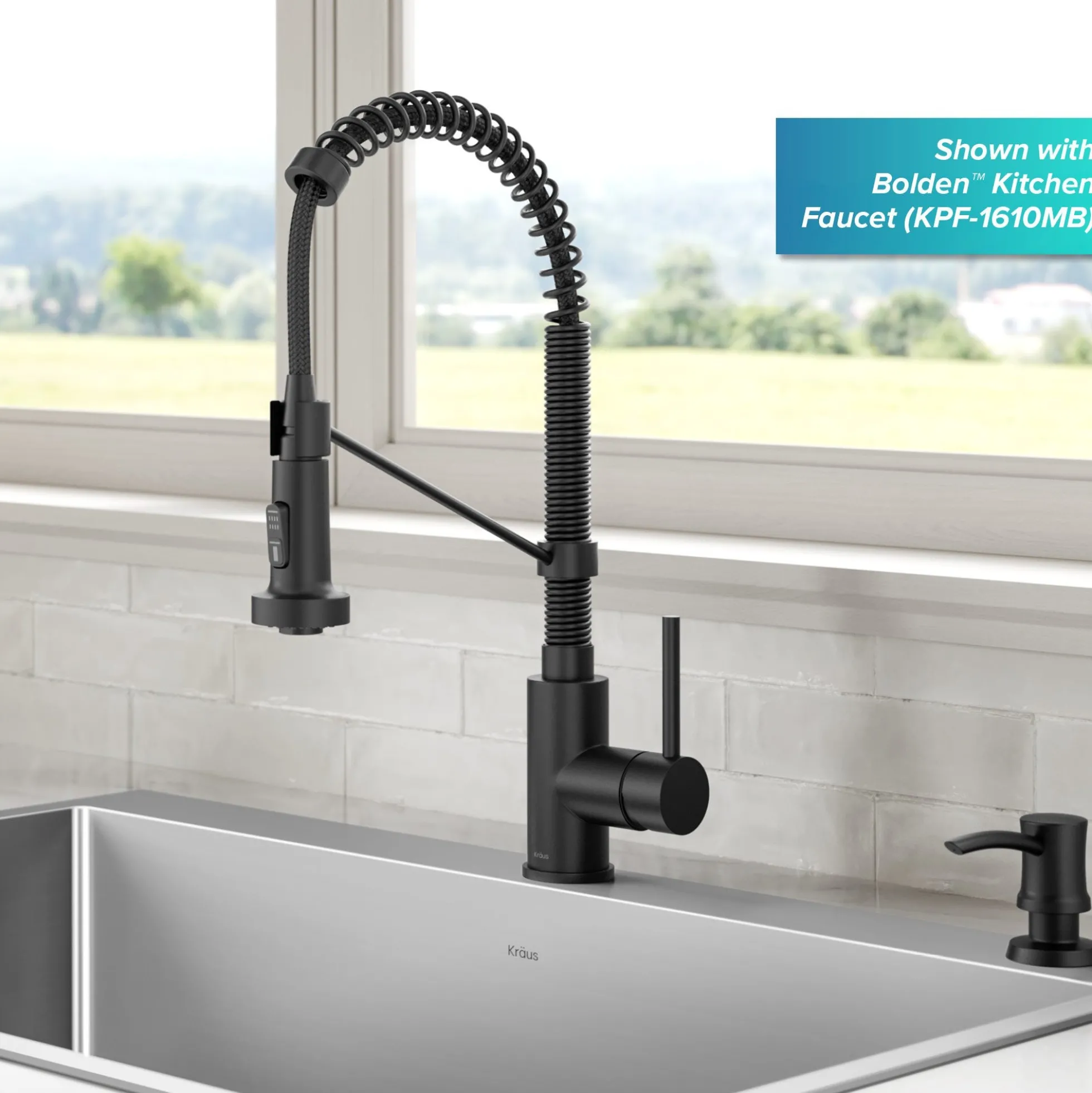 Kitchen Soap and Lotion Dispenser in Matte Black