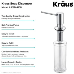 Kitchen Soap and Lotion Dispenser in Chrome