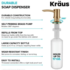 Kitchen Soap and Lotion Dispenser in Brushed Brass