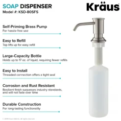 Kitchen Soap and Lotion Dispenser in Spot Free Stainless Steel